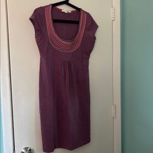 Boden Plum Dress with embroidered Trim size 8P